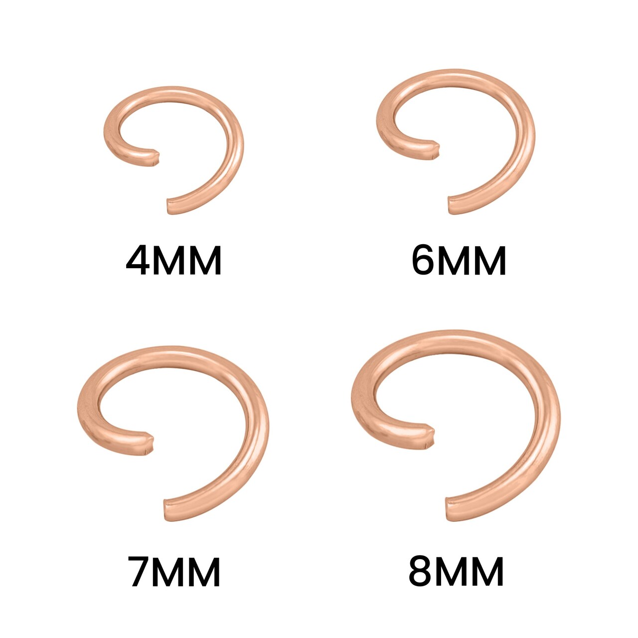 Stainless Steel 18K Rose Gold PVD Coated Saw Cut Jump Rings 100 Pack